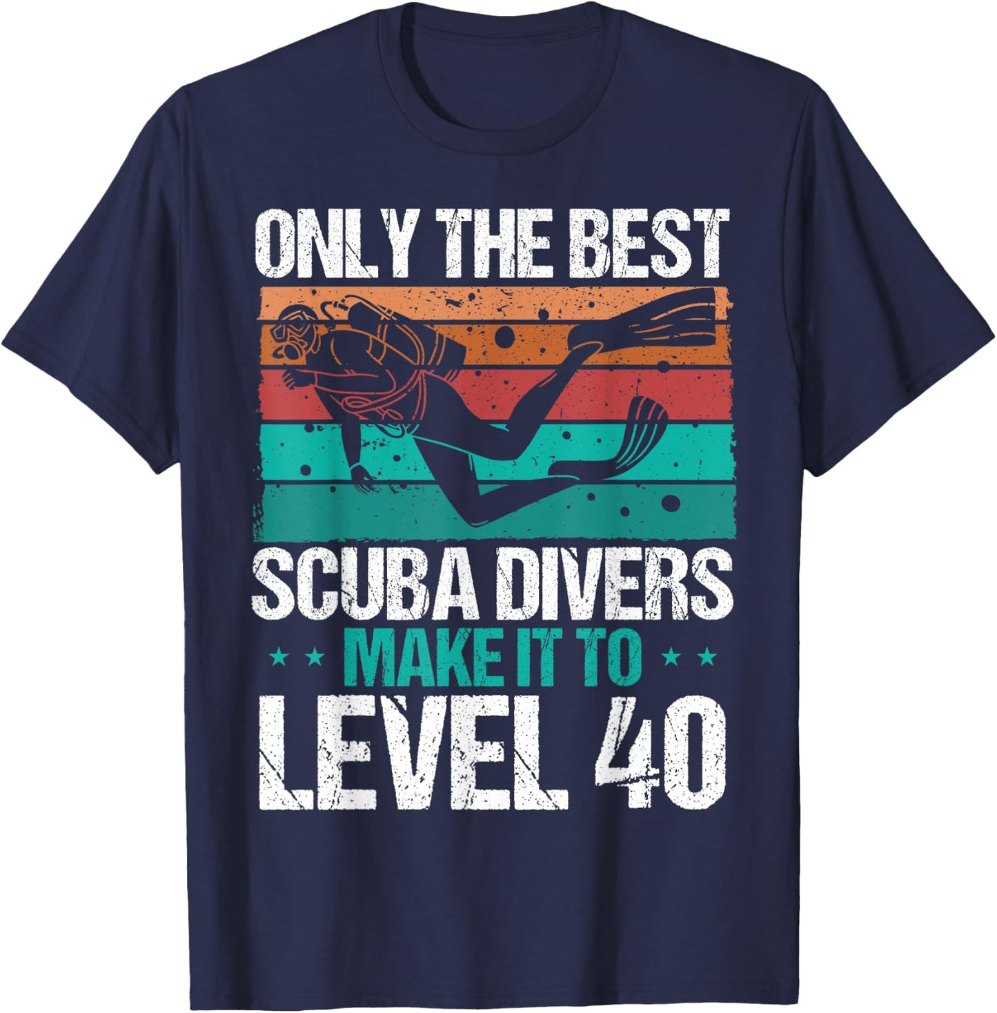 40 Birthday Scuba Diving Level 40 Year Old Diver Snorkeling T-Shirt - T-Shirt | Navy