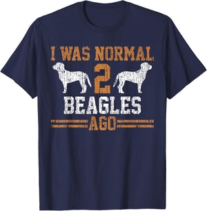 Beagle I Was Normal Two Beagles Ago Vintage Gift T-Shirt - T-Shirt | Navy