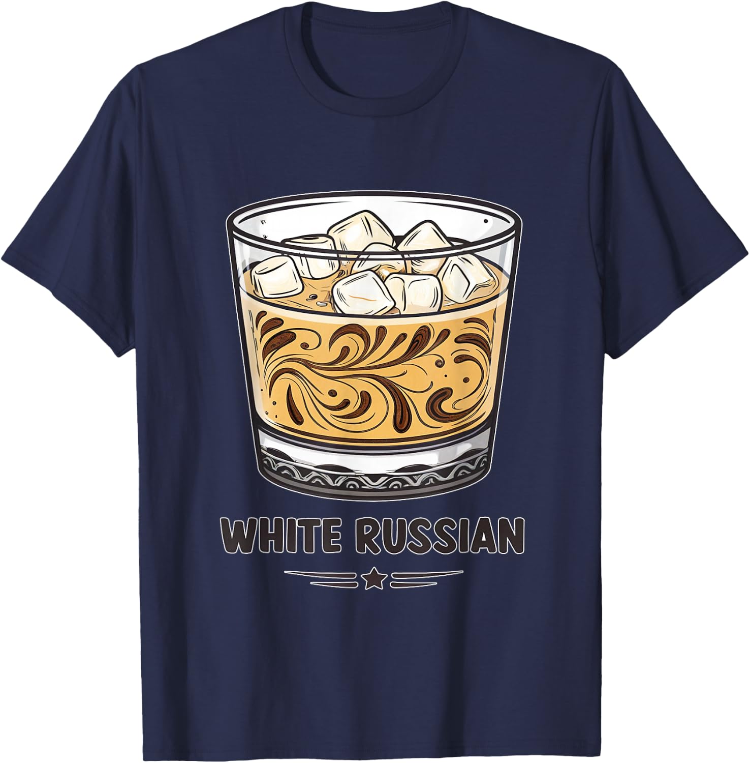 White Russian Cocktail Art Graphic T-Shirt - T-Shirt | Navy
