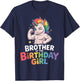 Brother of Birthday Girl Unicorn Boys Son Grandkid Nephew T-Shirt - T-Shirt | Navy