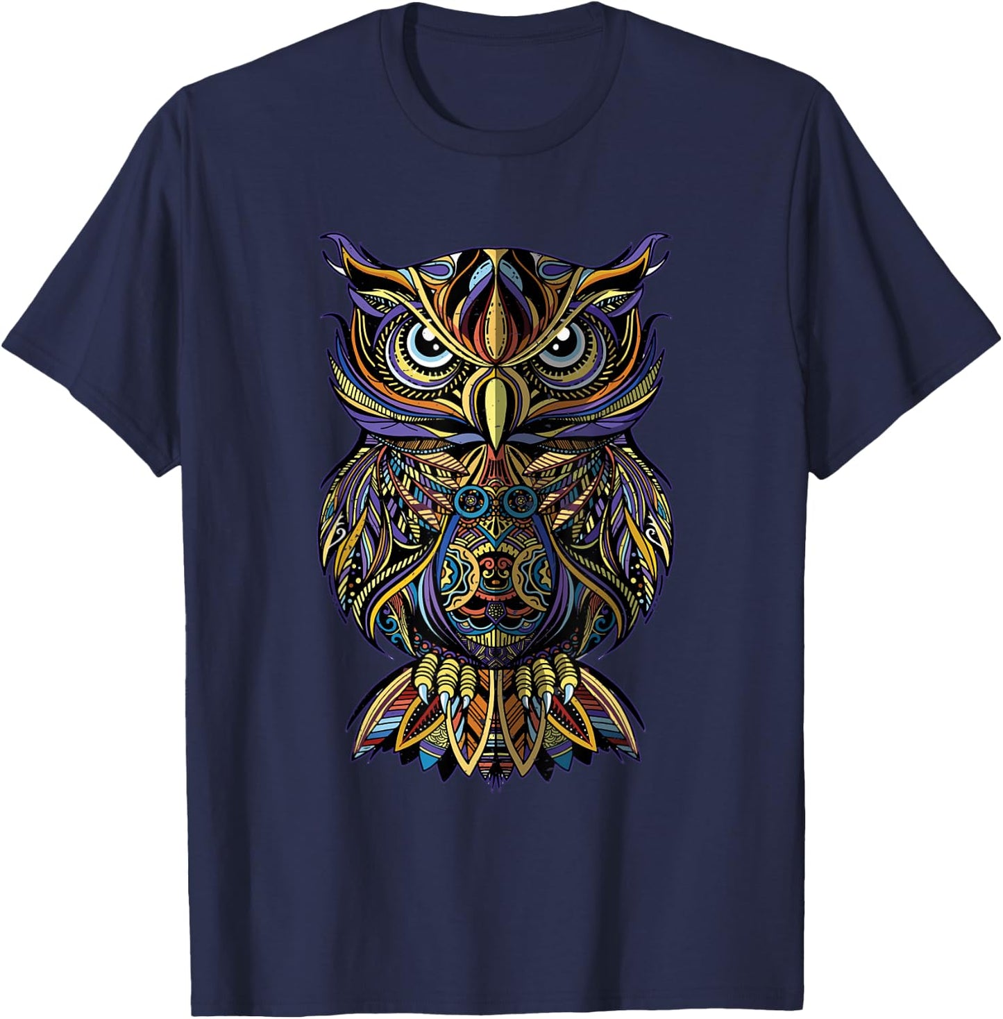 Cool Geometric Owl Unique Avian Architecture Owl Art T-Shirt - T-Shirt | Navy
