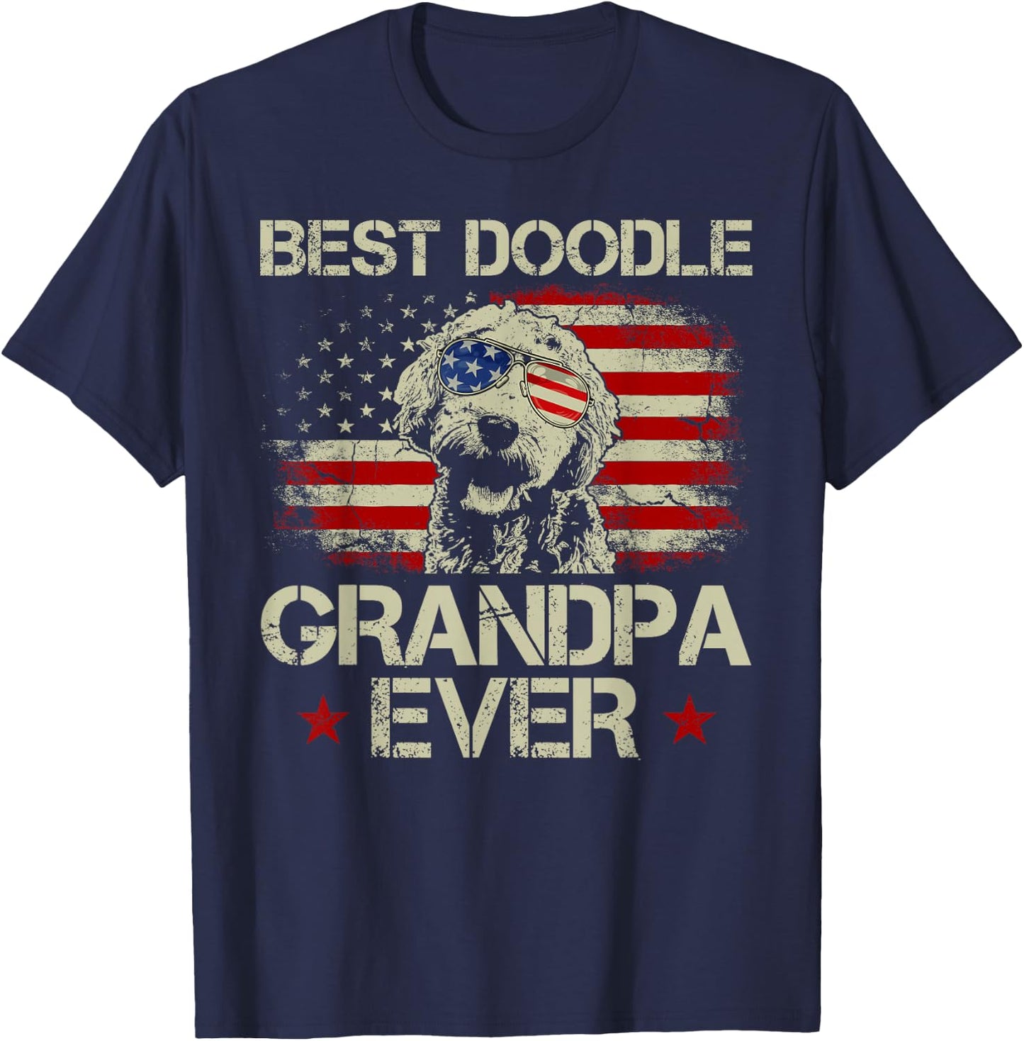 Best Doodle Grandpa Ever Shirt Goldendoodle 4th Of July Gift Men T-Shirt - T-Shirt | Navy