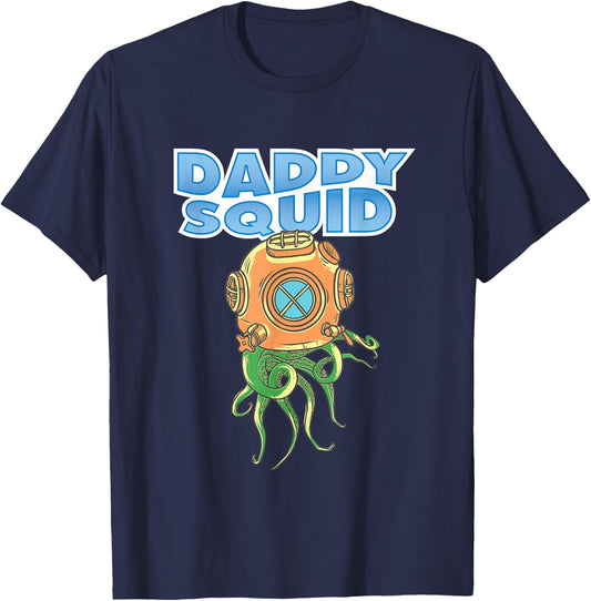 Daddy Squid Ocean Marine Biology Diver T-Shirt - T-Shirt | Navy
