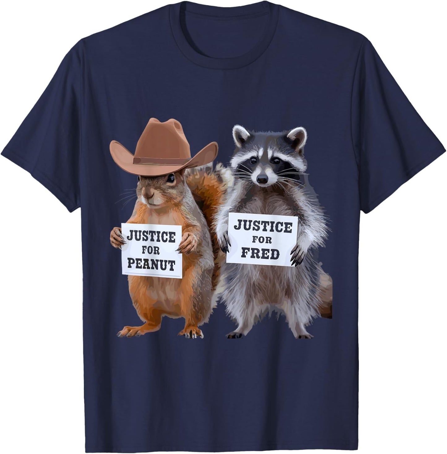 Justice for The Squirrel Peanut and The Raccoon Fred T-Shirt - T-Shirt | Navy
