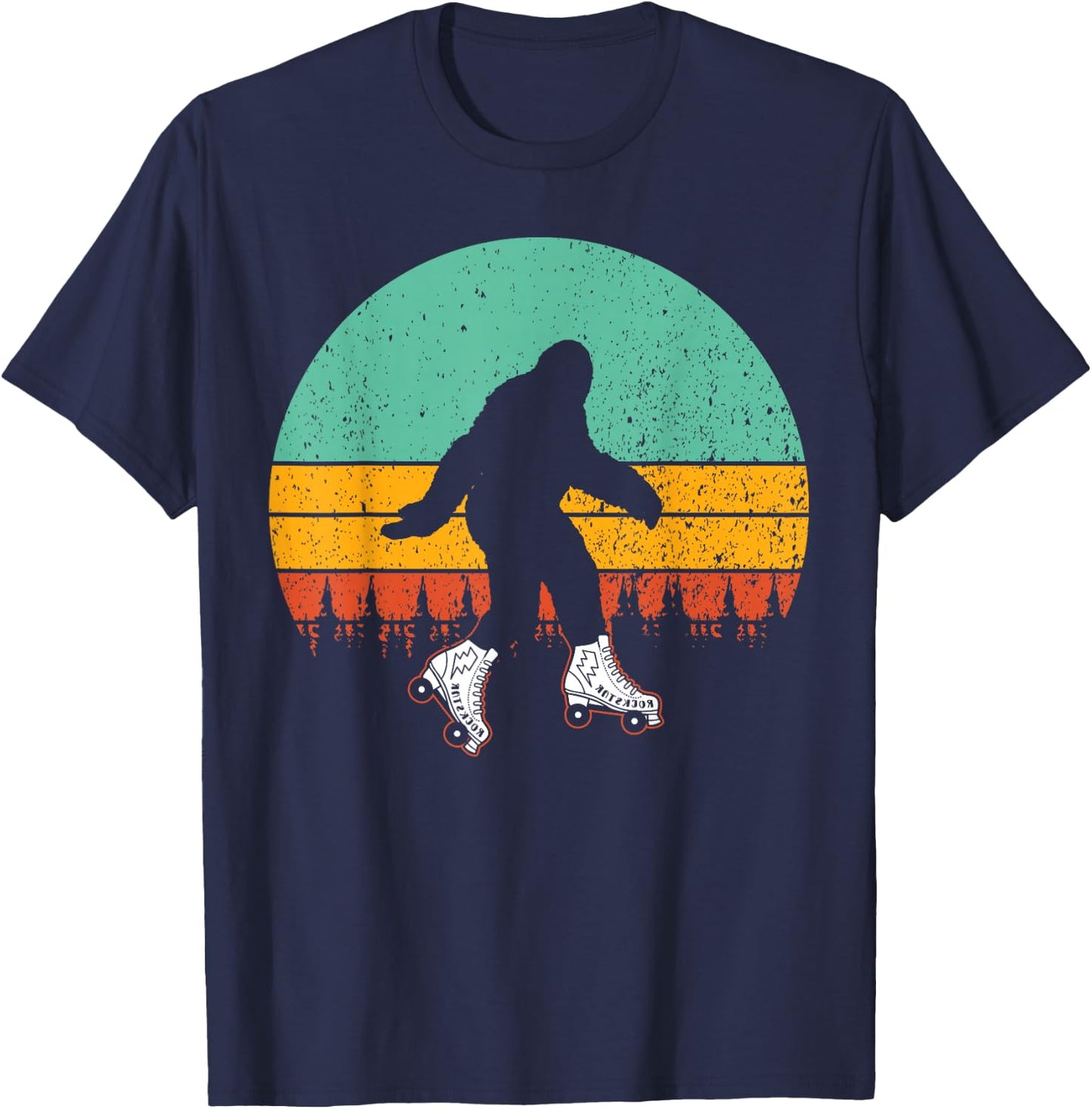 Retro Bigfoot Roller Skate Shirt Skating Sasquatch 80's Gift T-Shirt - T-Shirt | Navy