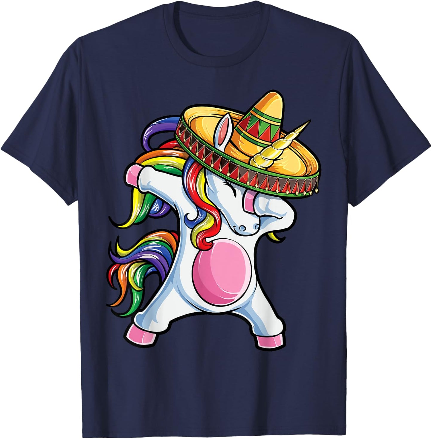 Dabbing Unicorn Shirt Cinco de Mayo Kids Girls Women Mexican T-Shirt - T-Shirt | Navy