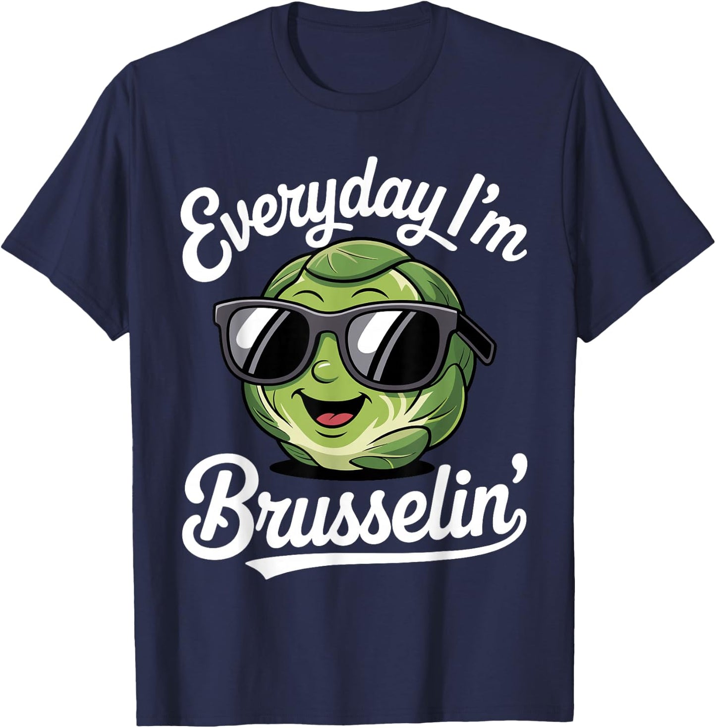 Funny Brussels Sprout Art Women Kids Vegetable Lover T-Shirt - T-Shirt | Navy