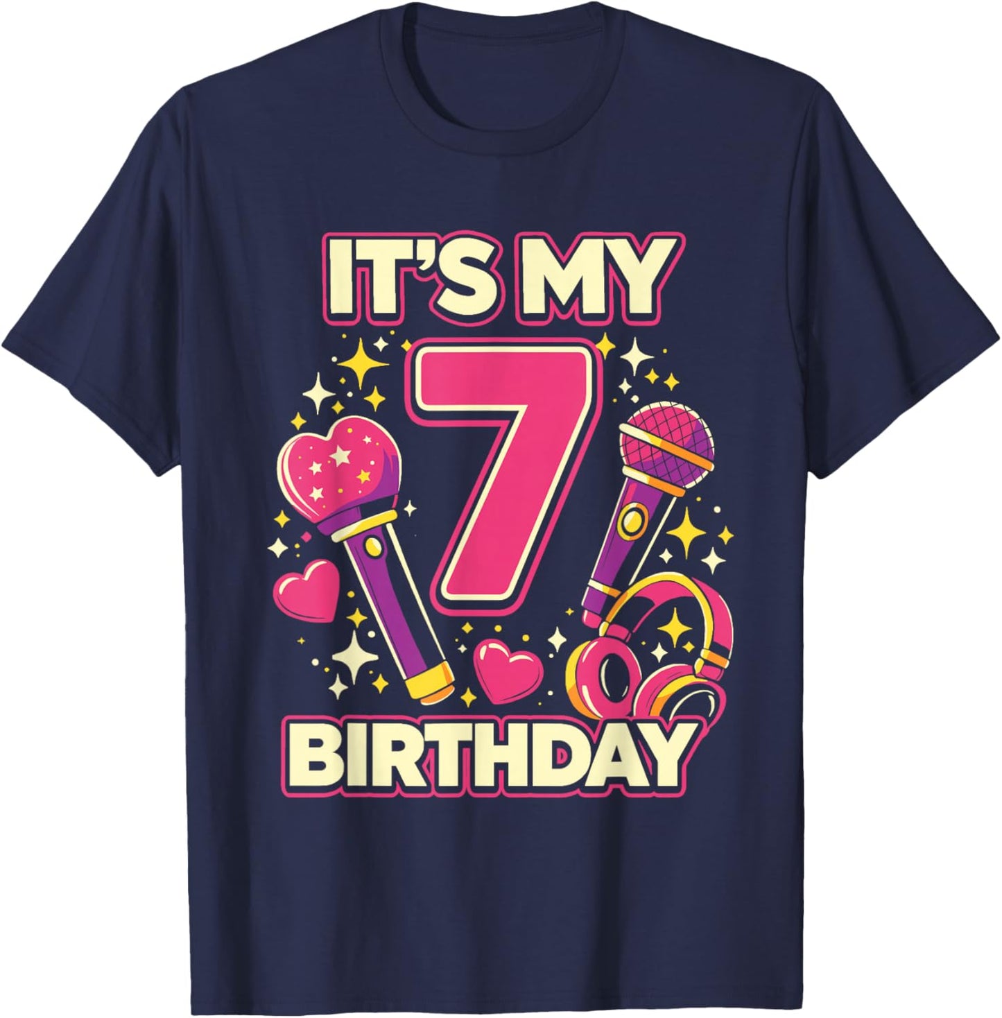 7 Years Old Kpop Kids It’s My 7th Birthday K-Pop Girl T-Shirt - T-Shirt | Navy