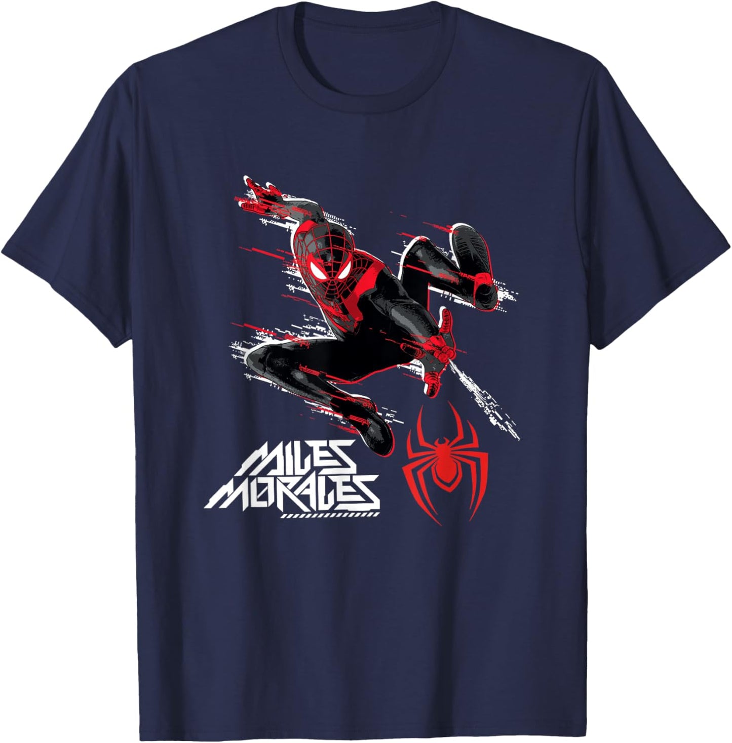 Marvel Comics Miles Morales Web Swing T-Shirt - T-Shirt | Navy