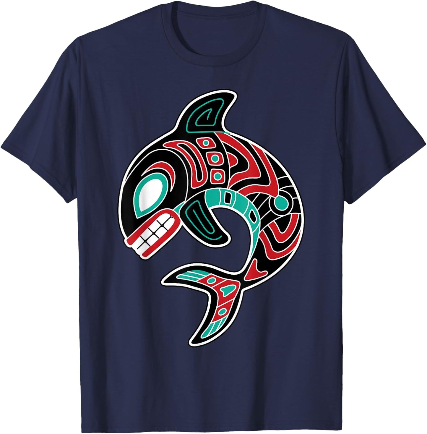 Orca Northwest American Indian Totem Killer Whale T-Shirt - T-Shirt | Navy