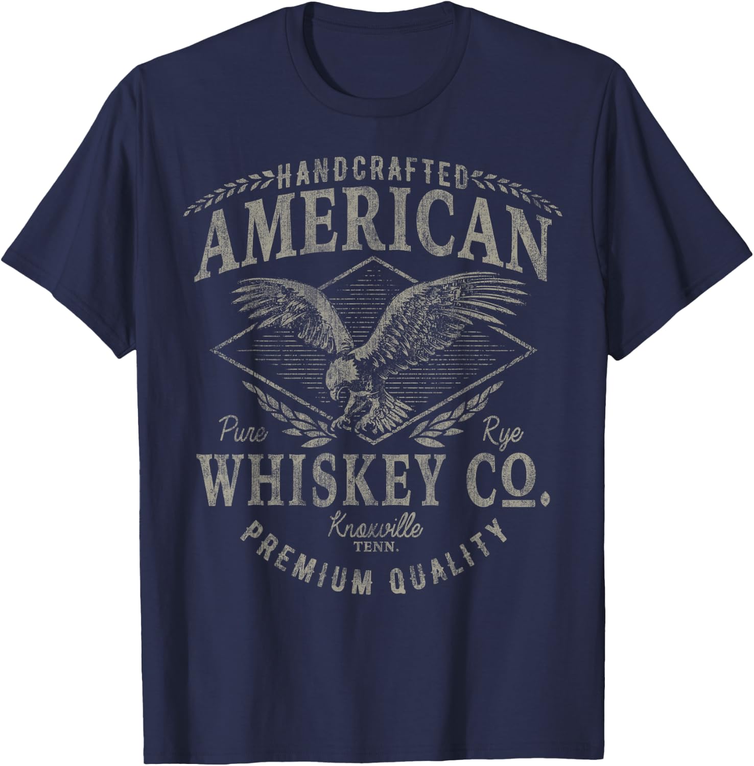 Handcrafted American Whiskey Eagle Vintage T-Shirt - T-Shirt | Navy