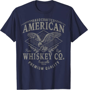 Handcrafted American Whiskey Eagle Vintage T-Shirt - T-Shirt | Navy
