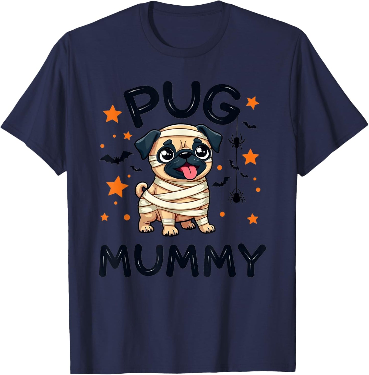 Pug Mummy Halloween Dog Lovers Costume Men Women Kids T-Shirt - T-Shirt | Navy