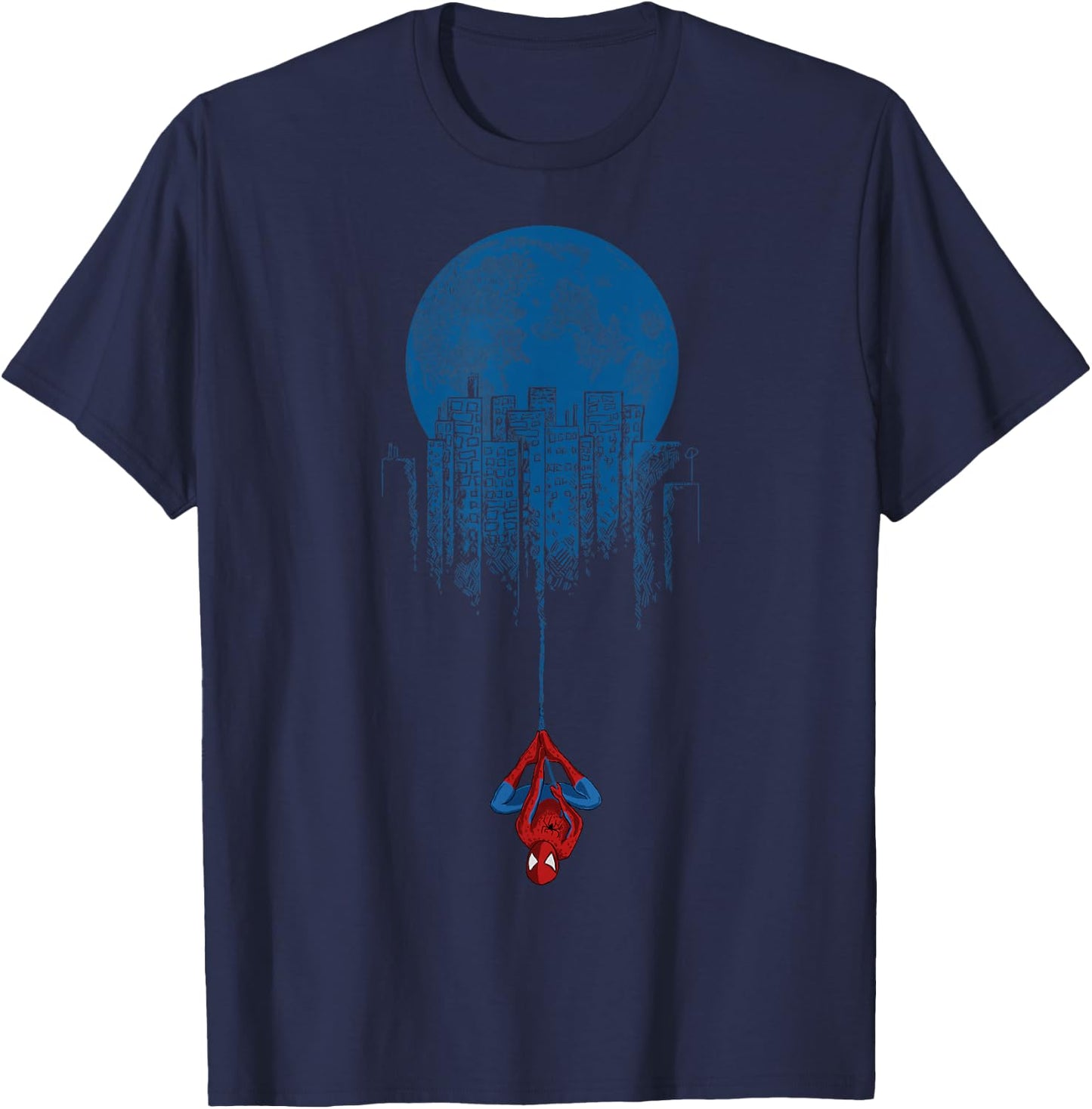 Marvel Spider-Man Blue Steel Moon Hang Graphic T-Shirt - T-Shirt | Navy