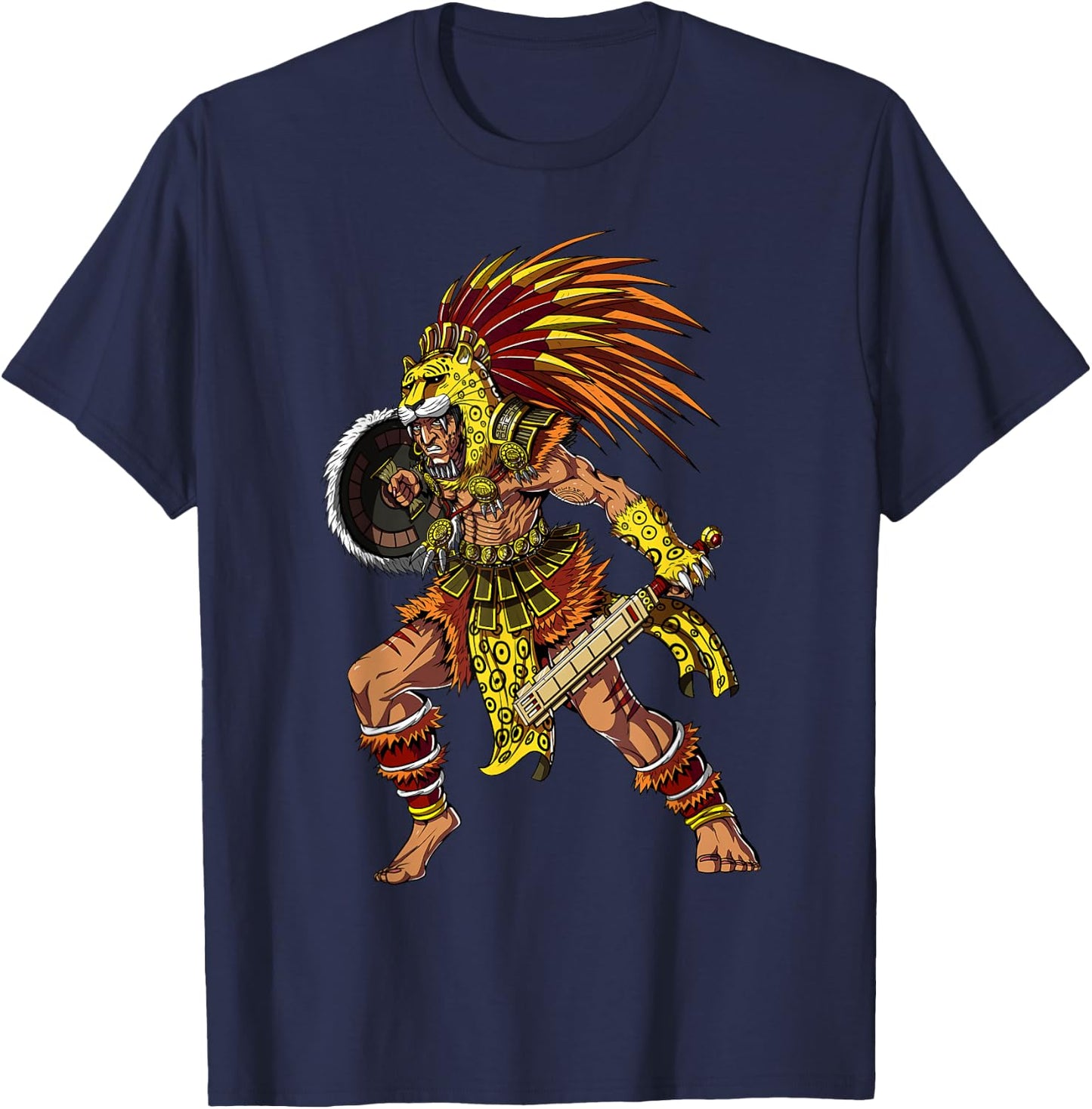 Aztec Jaguar Warrior Ancient Aztec Civilization T-Shirt - T-Shirt | Navy