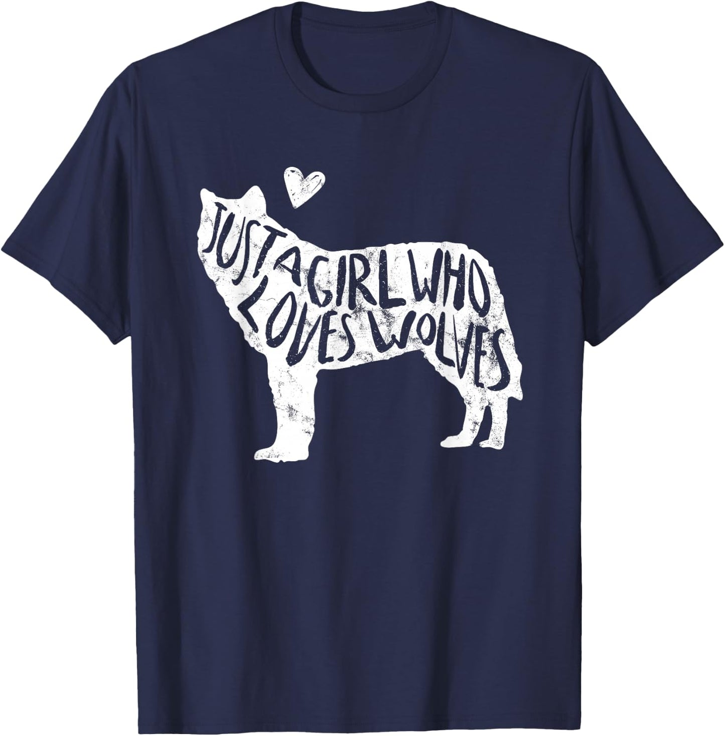 Just A Girl Who Loves Wolves Cute Wolf Silhouette Women T-Shirt - T-Shirt | Navy