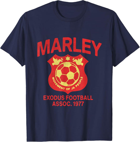 Official Bob Marley Exodus Football Assoc Soccer T-Shirt - T-Shirt | Navy