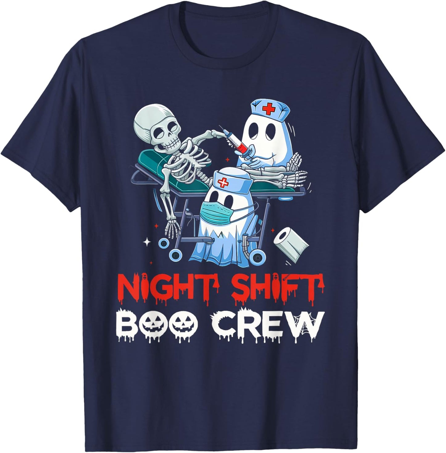 Night shift nurse Halloween shirt Night Shift Boo Crew T-Shirt - T-Shirt | Navy