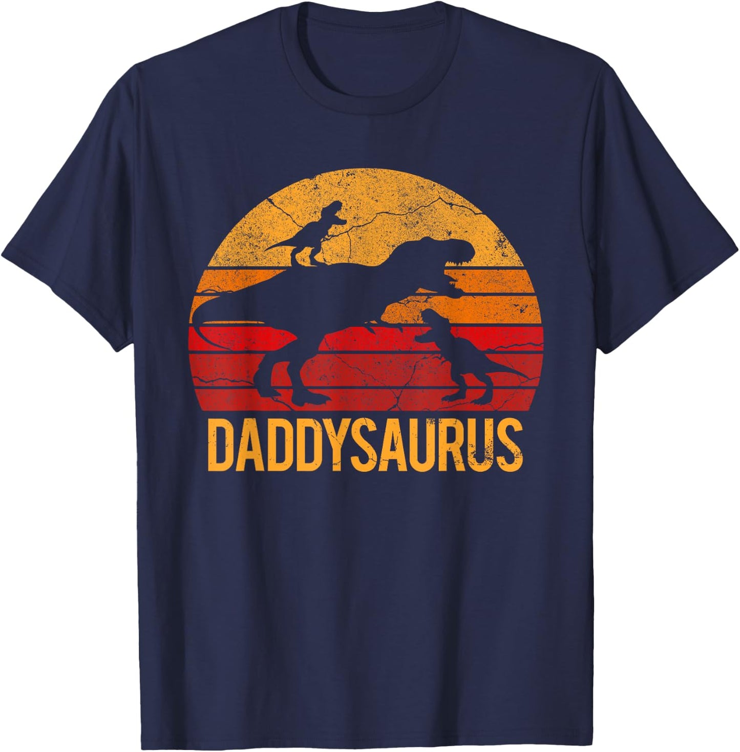 Daddy Dinosaur Daddysaurus 2 Two kids Xmas Gift Men Father T-Shirt - T-Shirt | Navy