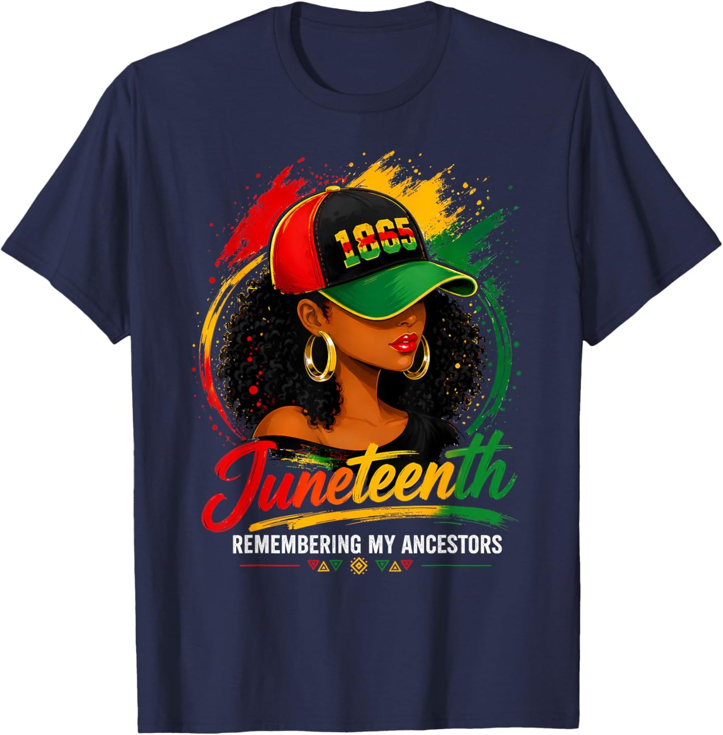 Juneteenth Shirts Women Remembering My Ancestors Black Woman T-Shirt - T-Shirt | Navy