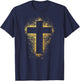 Gold Effect Crucifix , paint splatter, art, God, amen T-Shirt - T-Shirt | Navy