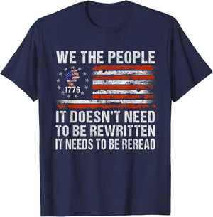 We The People American Flag Patriotic 1776 USA Retro Gifts T-Shirt - T-Shirt | Navy