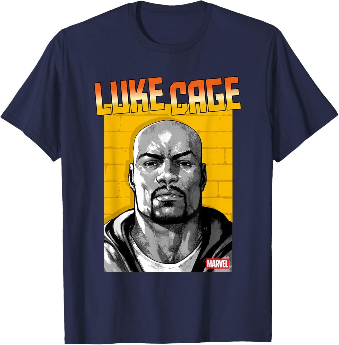 Marvel Comics Luke Cage Urban Street Portrait Yellow T-Shirt - T-Shirt | Navy