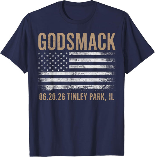 Godsmack The Rise of Rock 2026 Tinley Park T-Shirt - T-Shirt | Navy