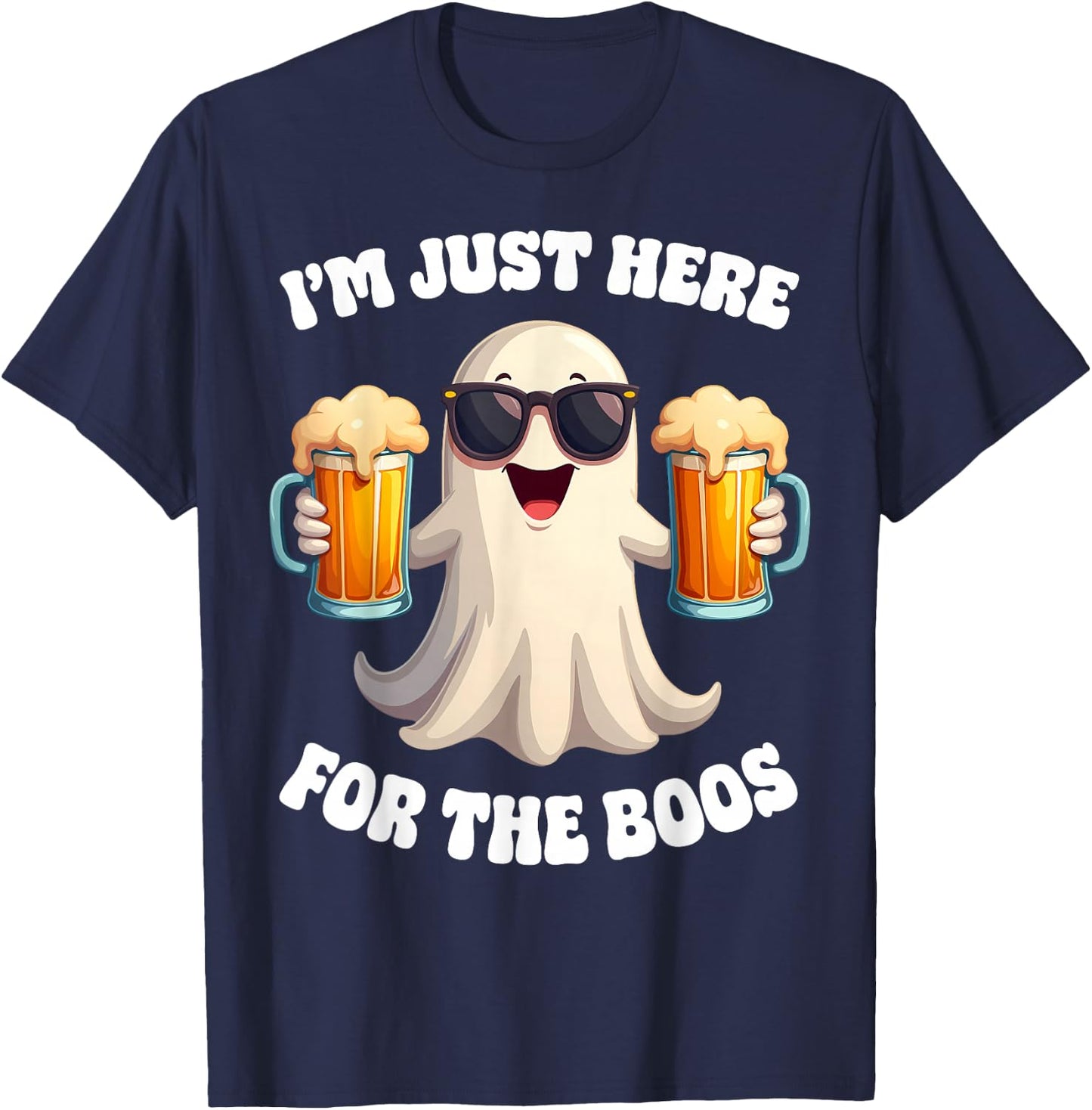 Funny I'm Just Here For The Boos Adult Halloween Costume T-Shirt - T-Shirt | Navy