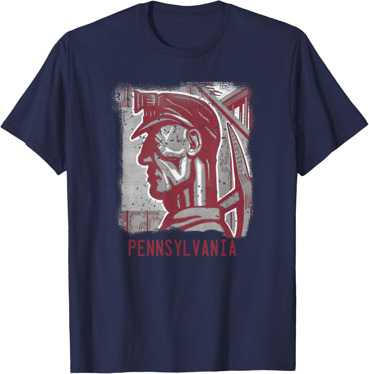Coal Miner Pennsylvania Distressed Vintage Art Poster T-Shirt - T-Shirt | Navy
