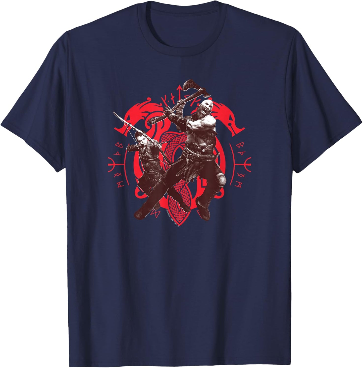 God of War Kratos and Atreus Norse T-Shirt - T-Shirt | Navy