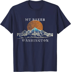 Mount Baker Washington Shirt with Mountain Scene T-Shirt - T-Shirt | Navy
