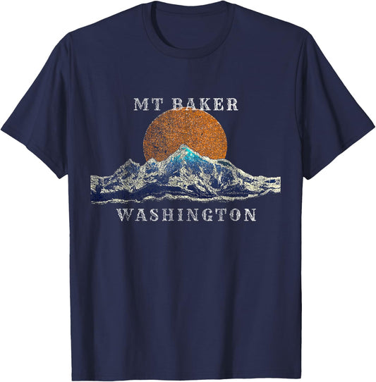 Mount Baker Washington Shirt with Mountain Scene T-Shirt - T-Shirt | Navy