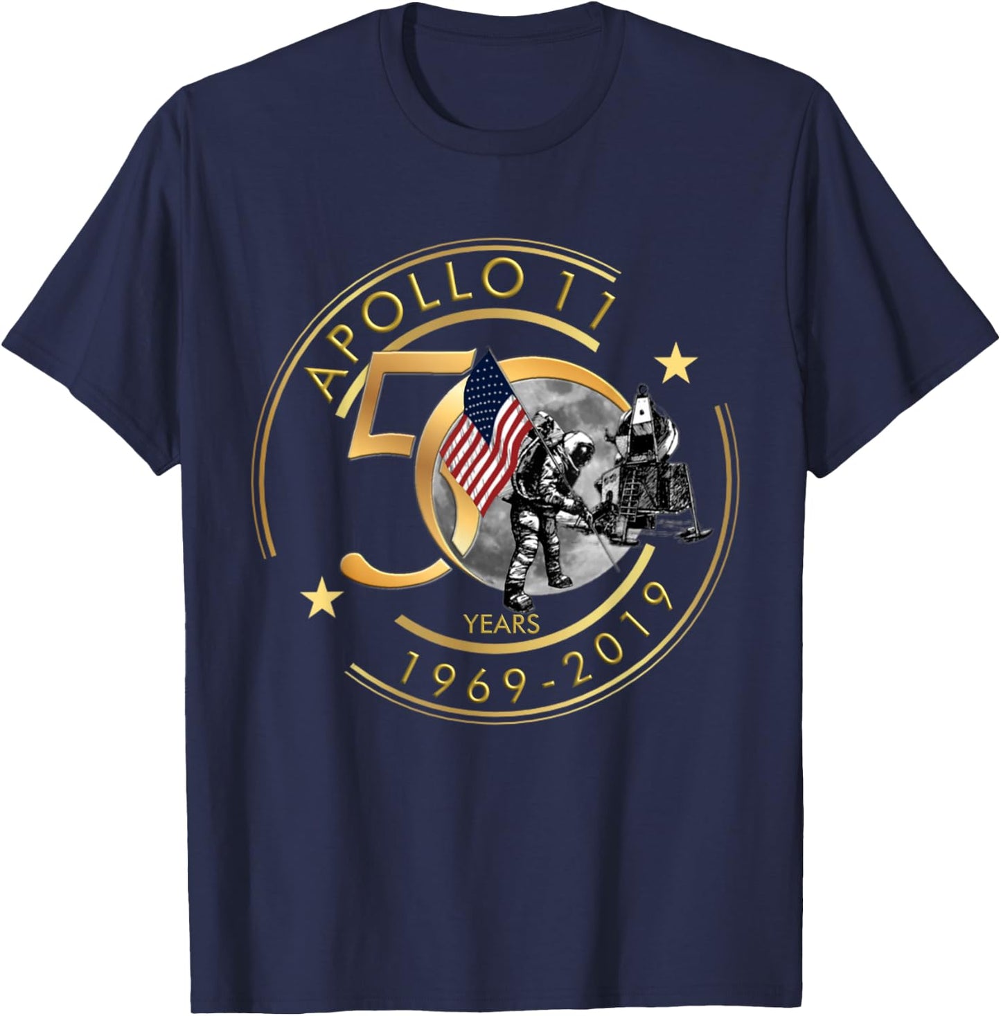 Apollo 11 50th Anniversary Moon Landing 1969 2019 Gift T-Shirt - T-Shirt | Navy