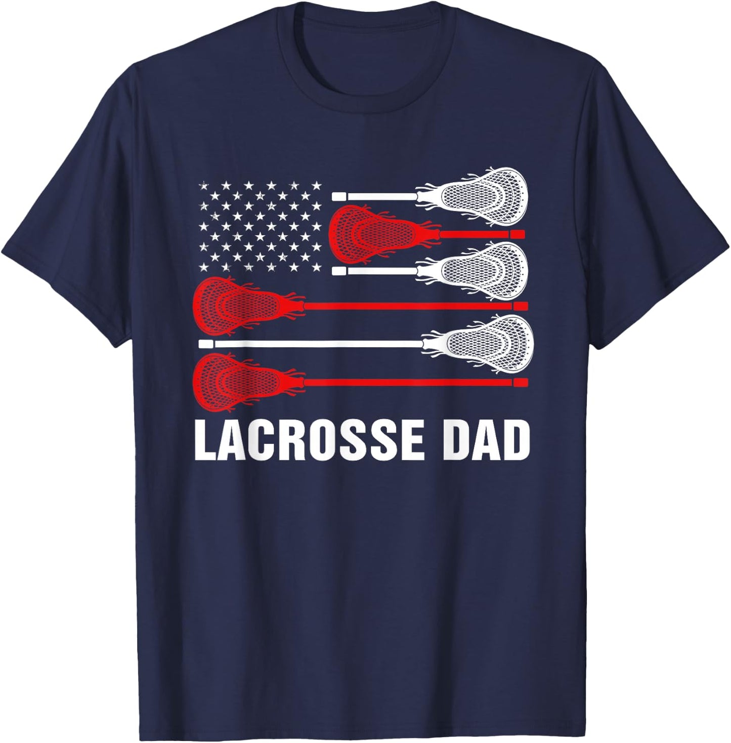 Vintage Lacrosse Dad, Lax Dad USA Flag T-Shirt - T-Shirt | Navy