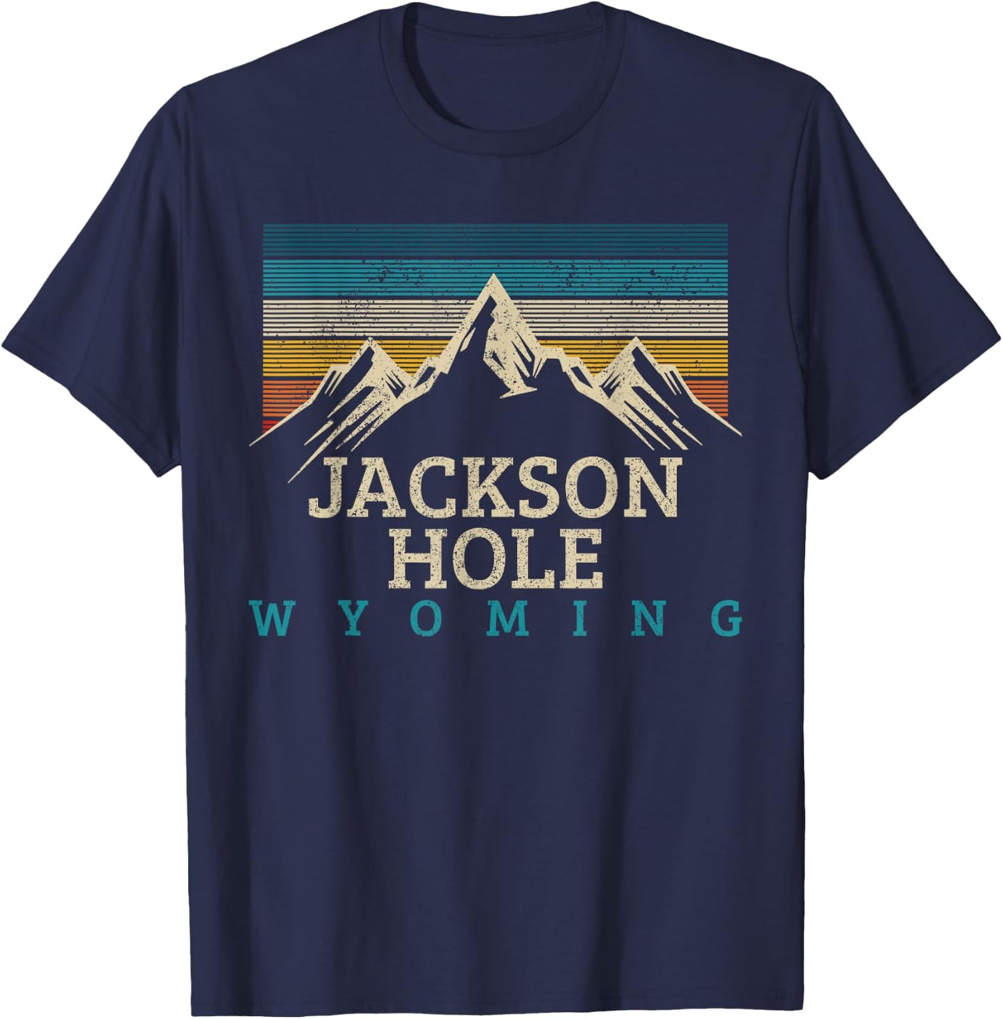 Jackson Hole Wyoming Vintage Mountains Nature Souvenir Gift T-Shirt - T-Shirt | Navy