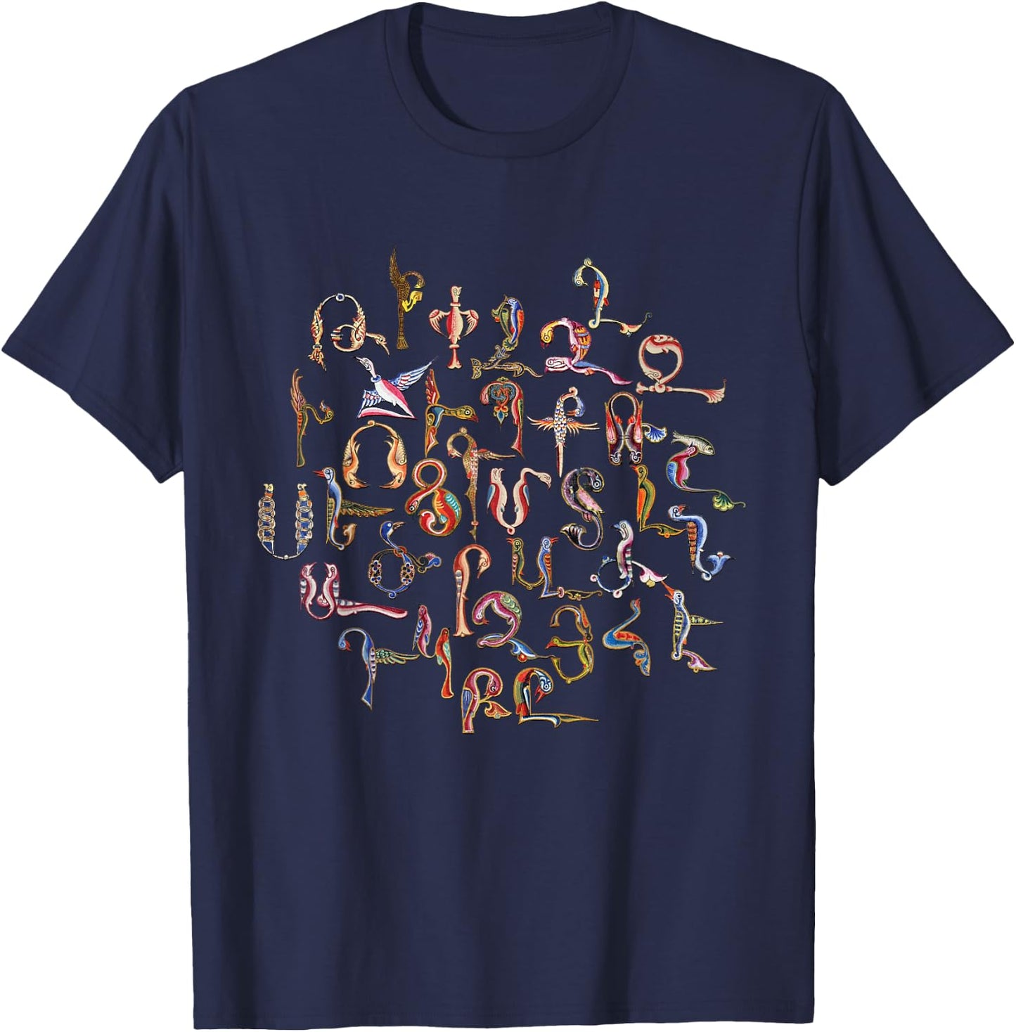 Armenian Birds Alphabet T-Shirt - T-Shirt | Navy