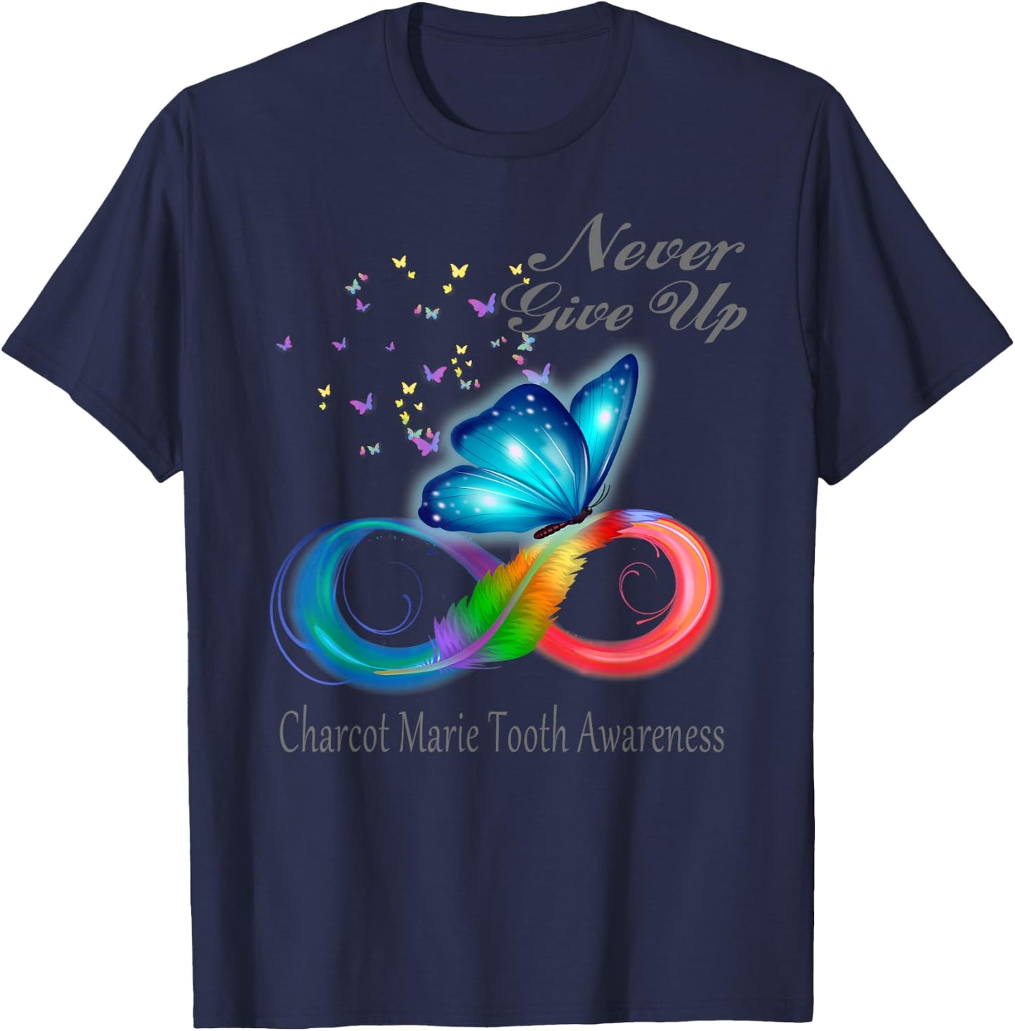 Butterfly Charcot Marie Tooth Awareness T-Shirt - T-Shirt | Navy