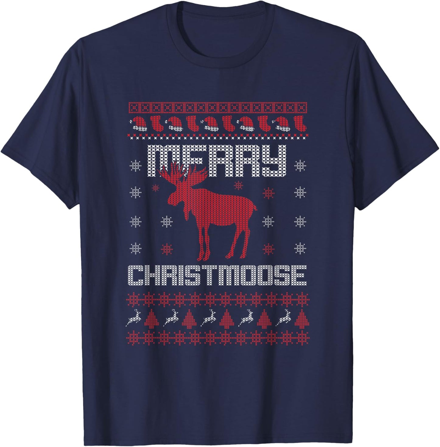 Merry Christmoose Alaska Christmas Moose Lover Gift Costume T-Shirt - T-Shirt | Navy