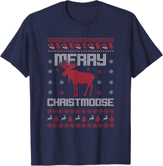 Merry Christmoose Alaska Christmas Moose Lover Gift Costume T-Shirt - T-Shirt | Navy