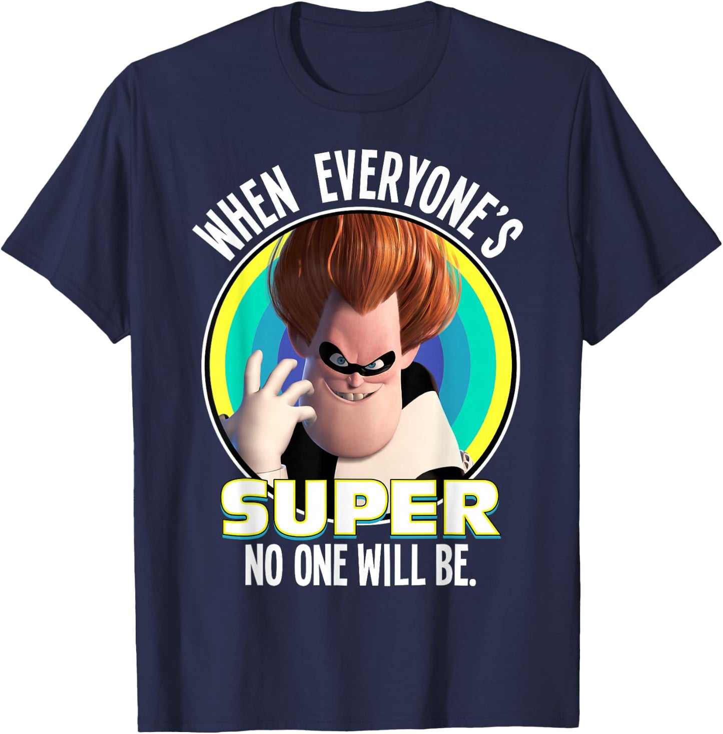 Disney Pixar The Incredibles Syndrome Super Retro Portrait T-Shirt - T-Shirt | Navy