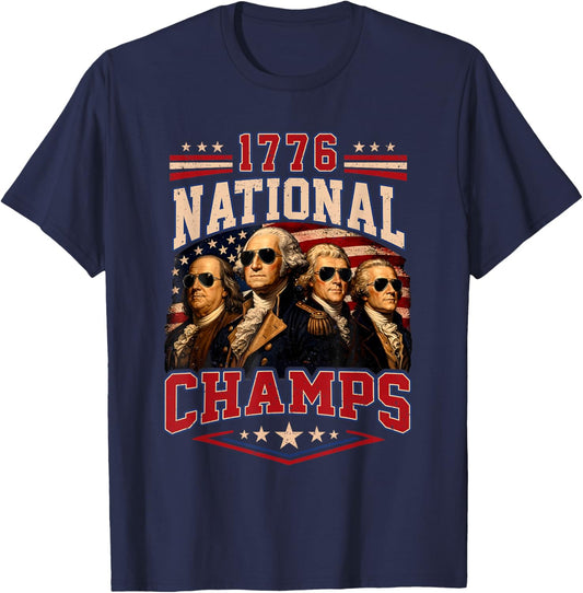 1776 National Champs Patriotic Funny 250 Years 4th of July T-Shirt - T-Shirt | Navy