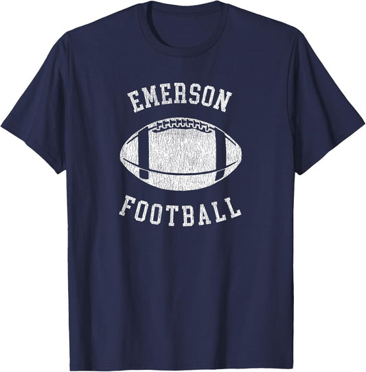 Emerson Football Distressed Vintage 80's Throwback Classic T-Shirt - T-Shirt | Navy