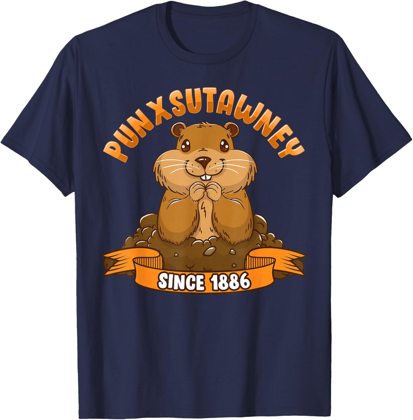 Funny Groundhog Day Phil Cute Ground Hog Punxsutawney T-Shirt - T-Shirt | Navy