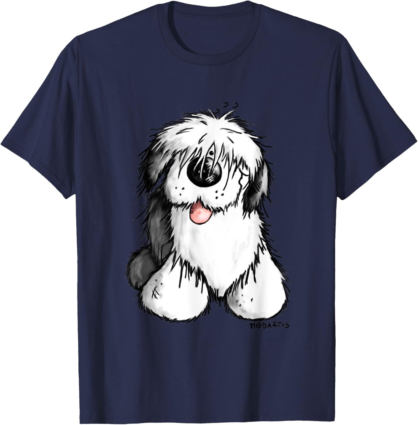 Happy Old English Sheepdog I For A Dog Or Bobtail Lover Men Women Girls Kids T-Shirt - T-Shirt | Navy