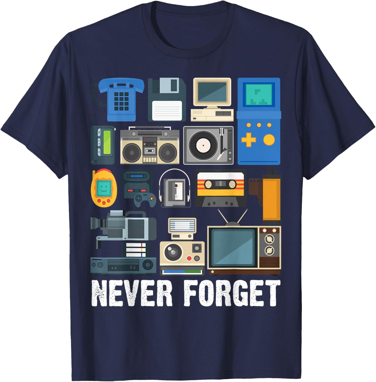 Retro Vintage Style 90's Technology Old Gadgets Lover T-Shirt - T-Shirt | Navy