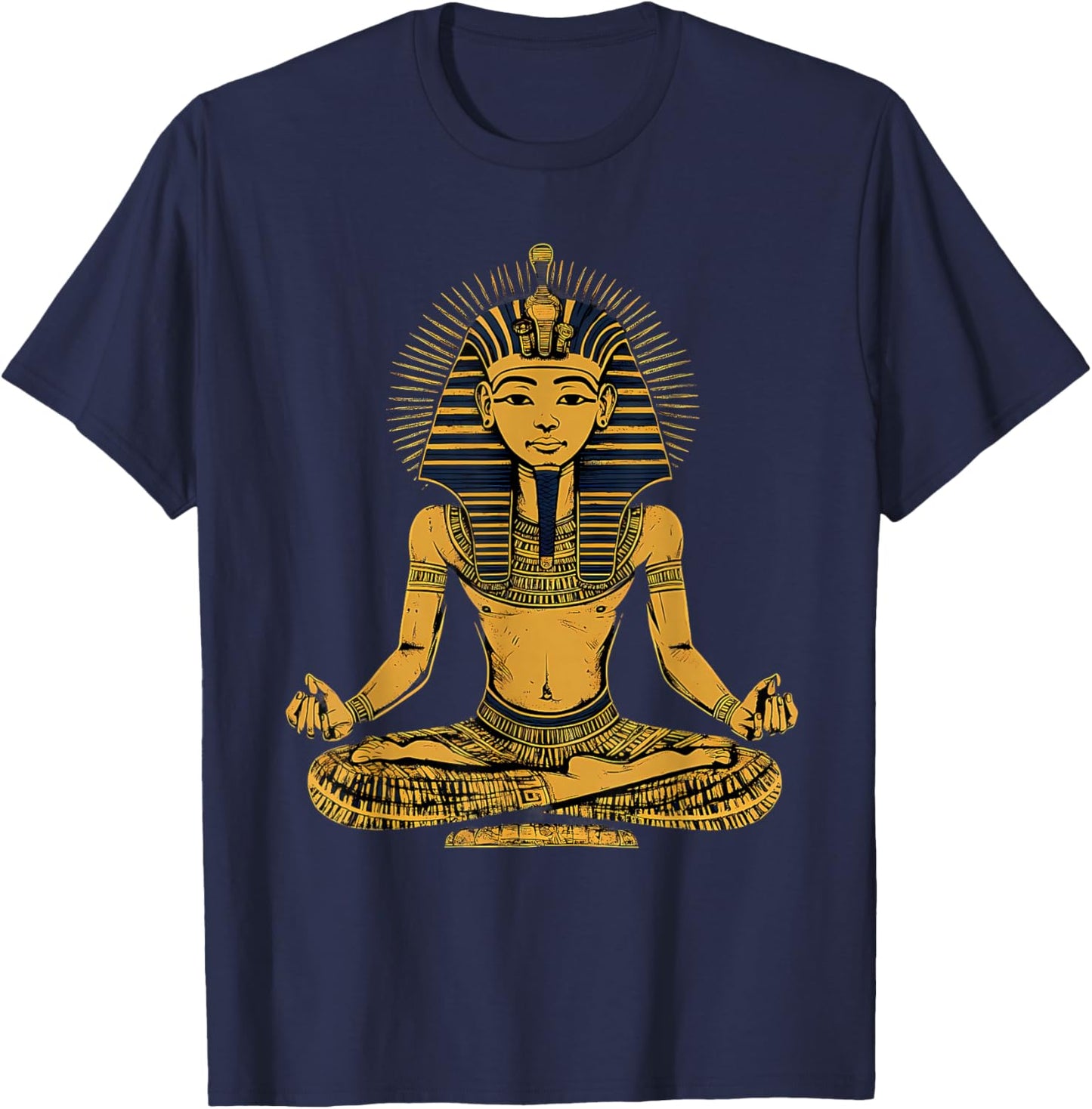 Ancient Egypt Meditate Egyptian God Tutankhamun Egyptology T-Shirt - T-Shirt | Navy