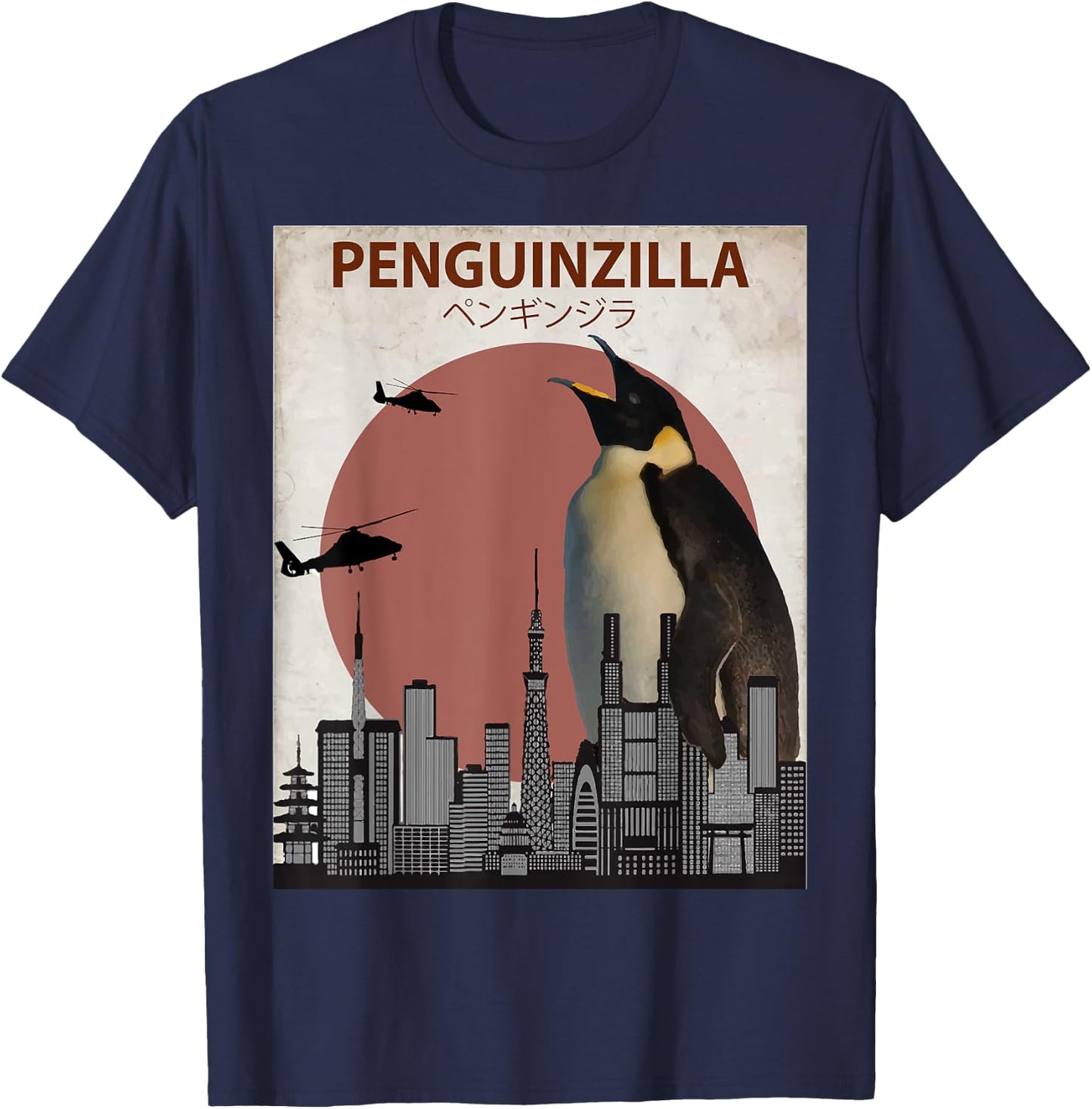Penguinzilla Funny Emperor Penguin Lovers Gift T-Shirt - T-Shirt | Navy