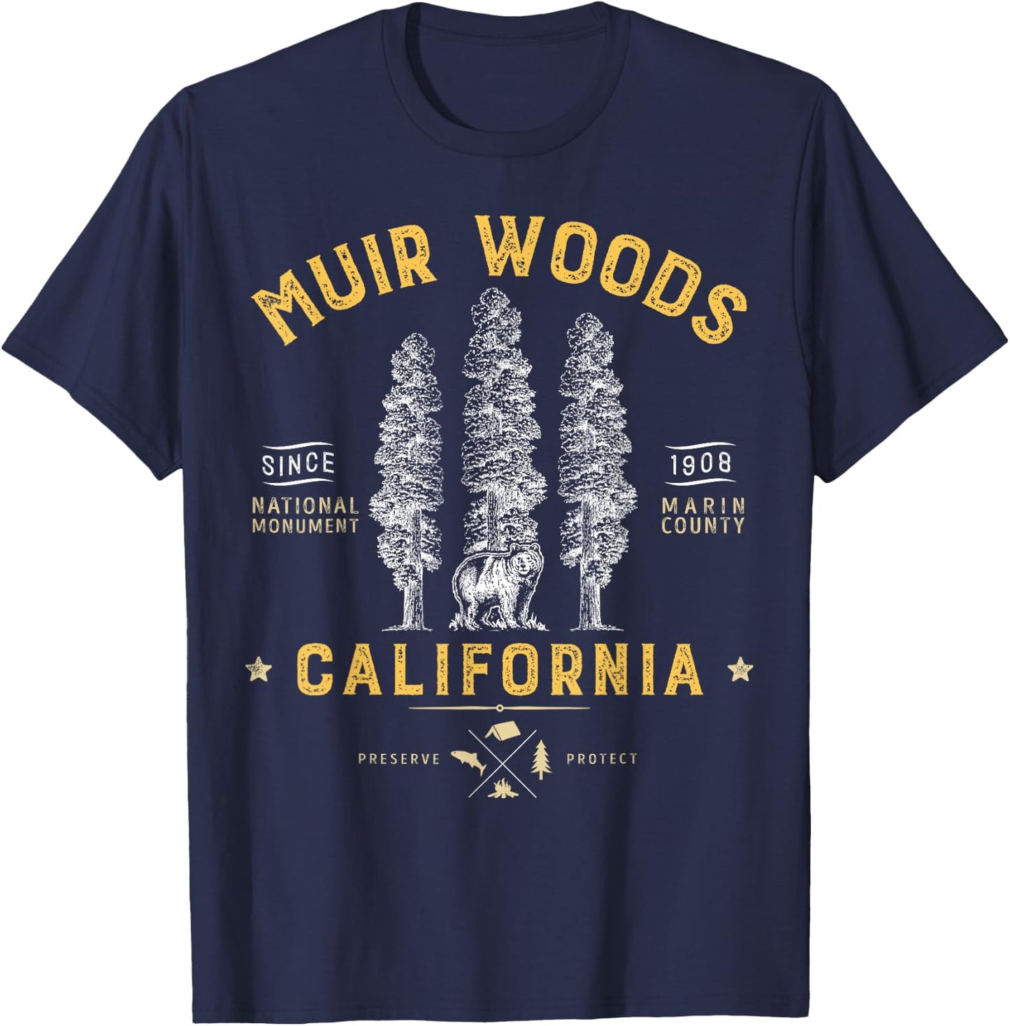 Muir Woods National Monument T Shirt California Redwood Park T-Shirt - T-Shirt | Navy