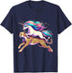 Unicorn Riding Cheetah Boys Girls Men Women Kids Rainbow T-Shirt - T-Shirt | Navy
